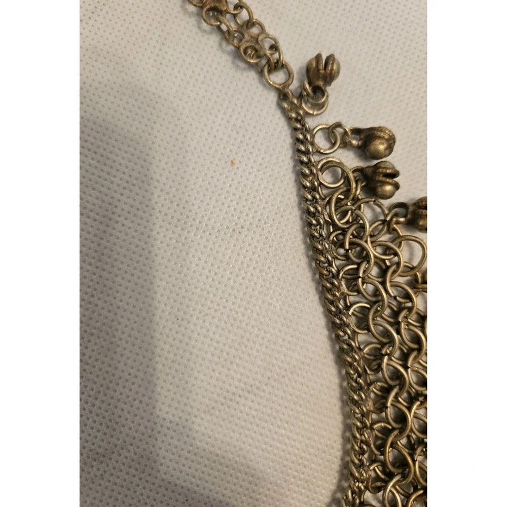 Bell Choker Necklace Statement Chainmail Bib‎ Festival Tribal Jewelry